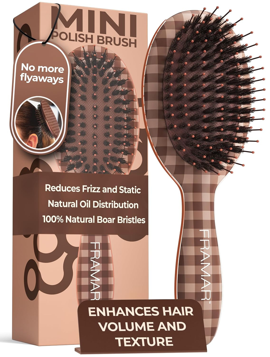 FRAMAR Mini Boar Brush For Slick Back Hair, Smoothing Brush for Fine Hair | Amazon (US)