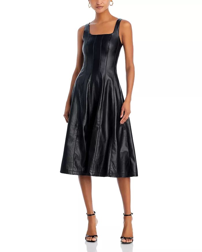 Faux Leather Seamed Swing Dress | Bloomingdale's (US)