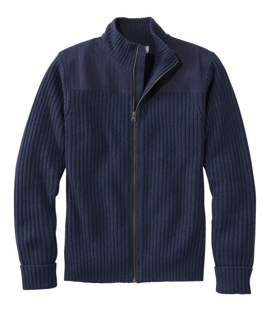 Commando Full Zip Sweater Men's Bright Navy Heather Extra Large, Wool Merino L.L.Bean | L.L. Bean