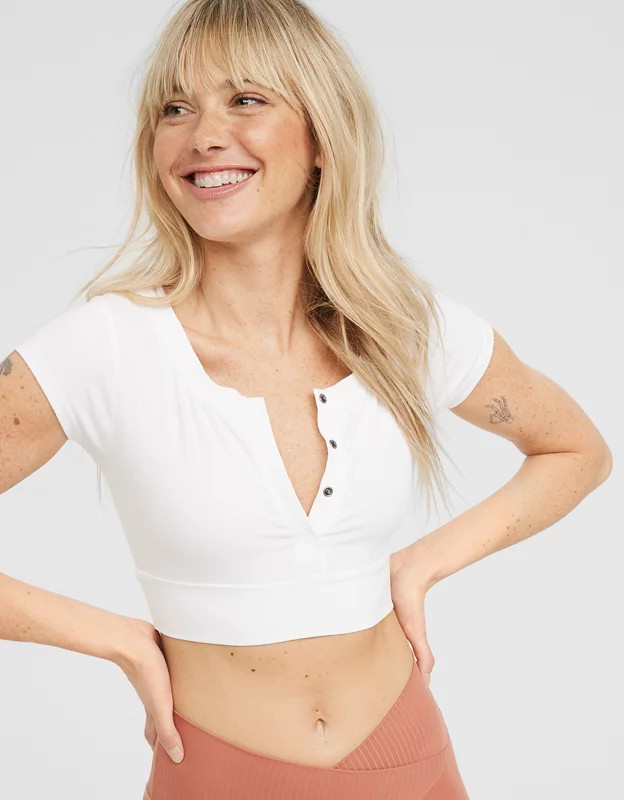 OFFLINE By Aerie Real Me Henley Crop Tee | American Eagle Outfitters (US & CA)