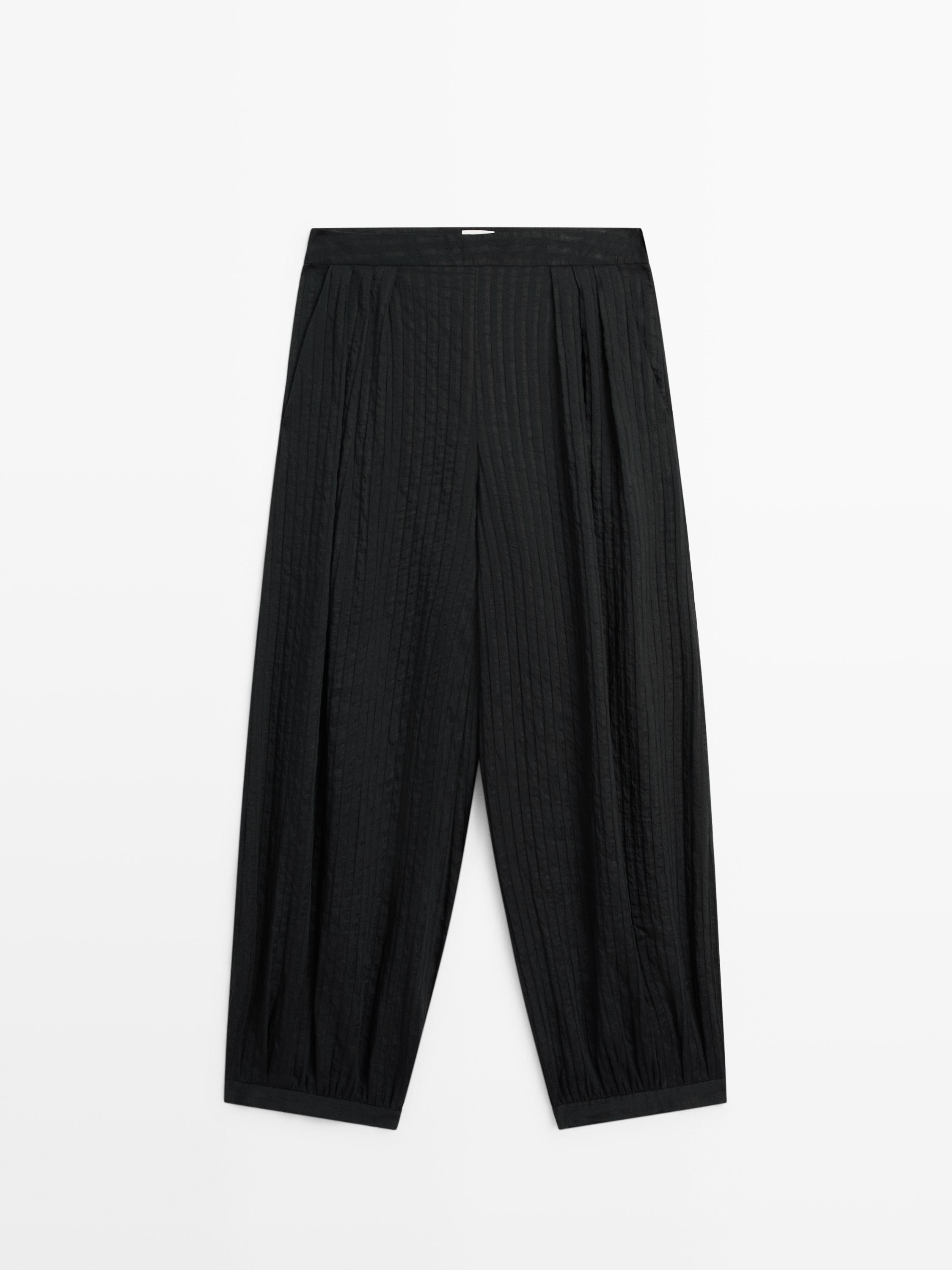 Flowing linen blend sarouel trousers - BLACK | Massimo Dutti UK