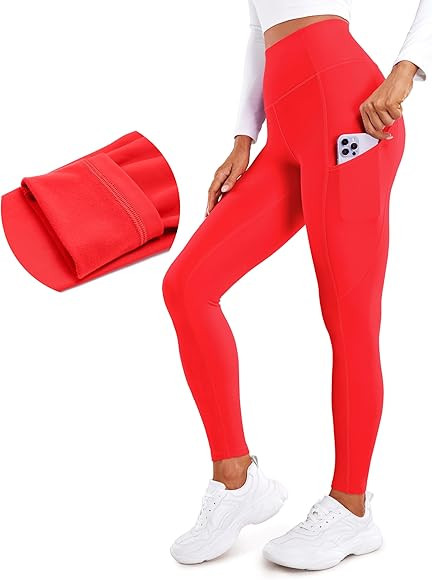 CRZ YOGA Thermal Fleece Lined Leggings Women 28'' - Winter Warm High Waisted Hiking Pants with Po... | Amazon (US)
