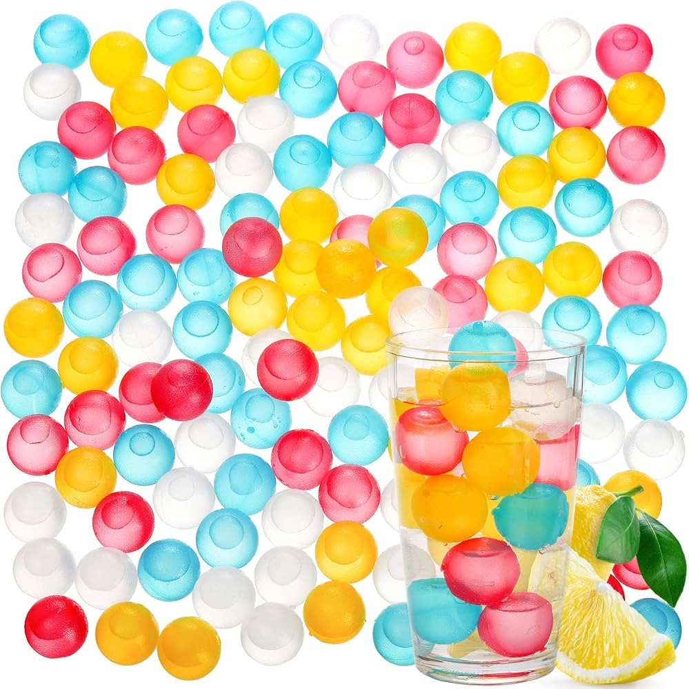 ZOOFOX 200 Pack Reusable Ice Cubes for Drinks, Colored Plastic, Round for Cocktails, Wine, Beer, ... | Amazon (US)