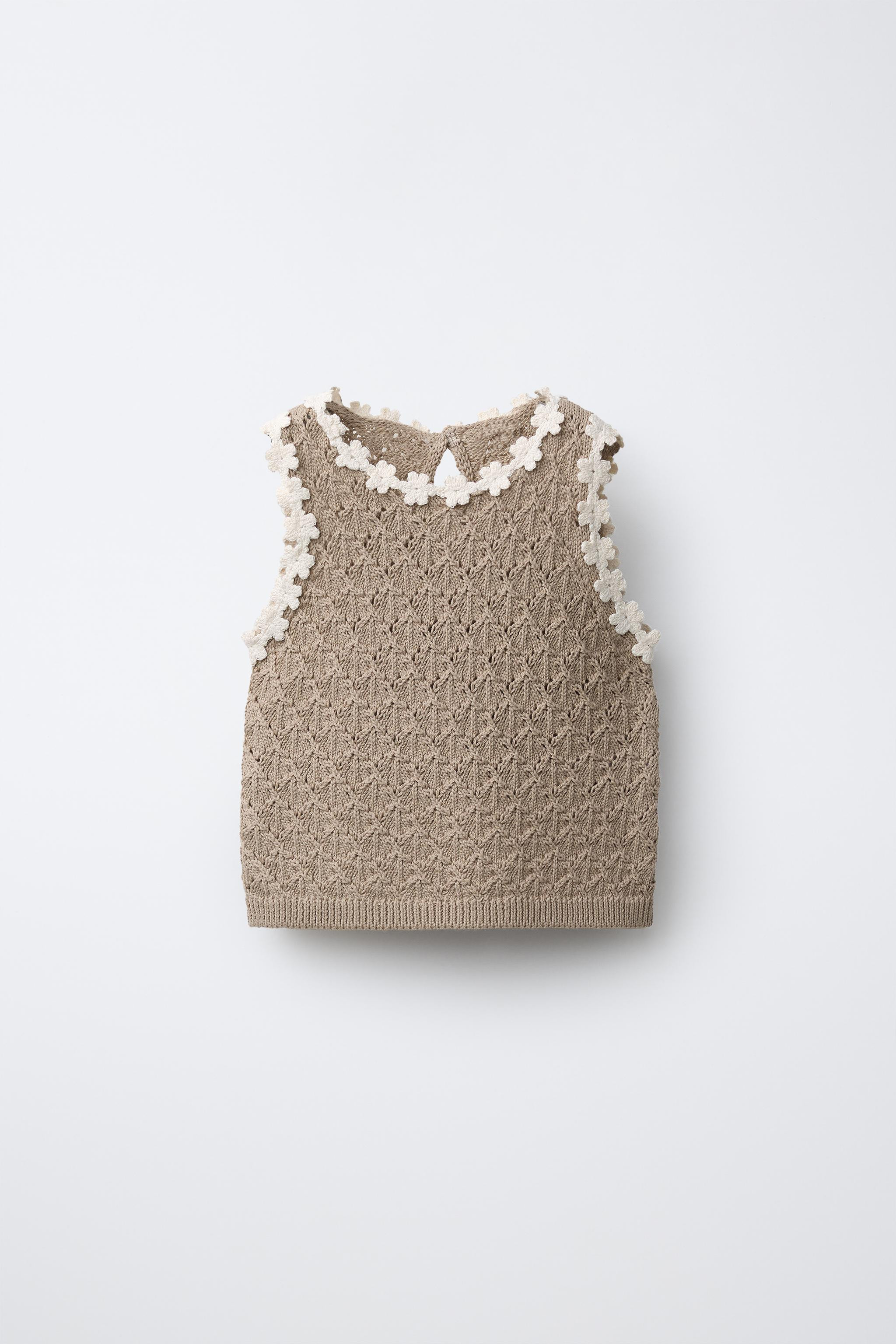 KNIT TOP WITH CROCHET FLOWERS | Zara AU