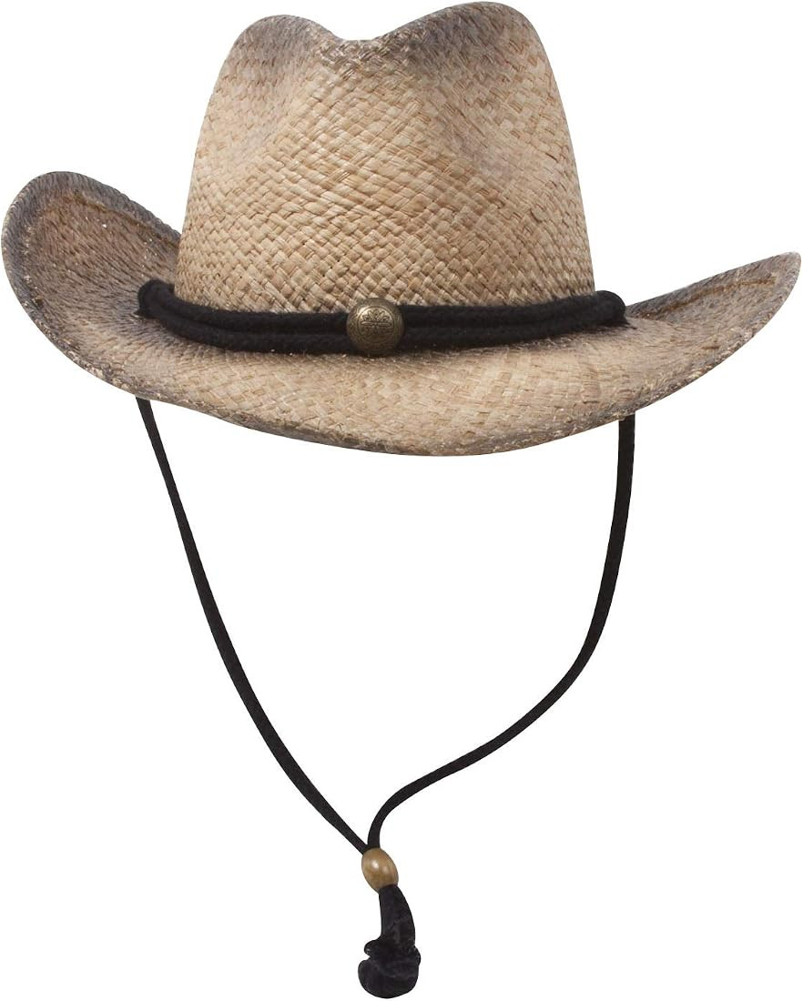 MG Tea Stained Raffia Straw Cowboy Hat - Tan with tint of black | Amazon (US)