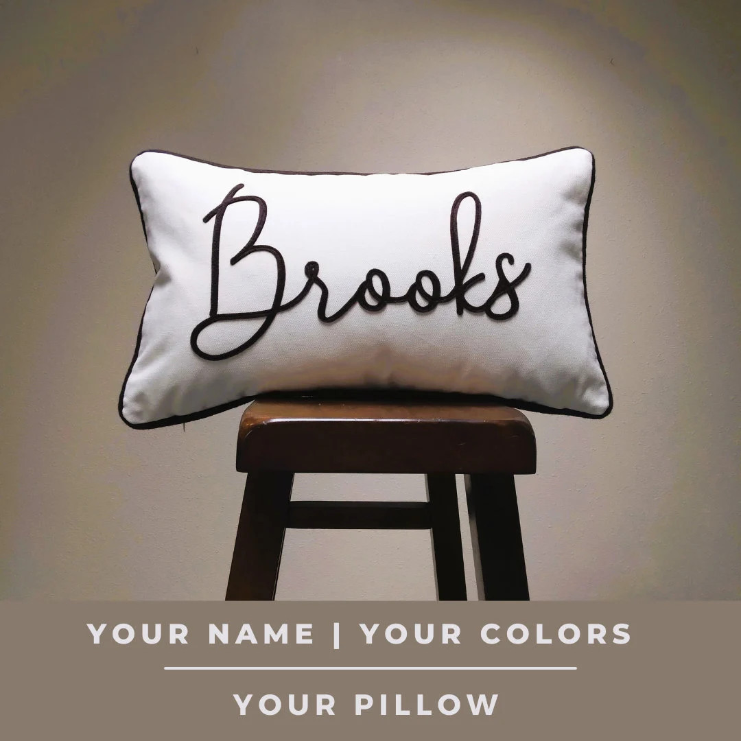 Personalized Pillow With Felt Applique Name Pillow, Piping Edge Trim, Contrasting Cording Colors,... | Etsy (US)