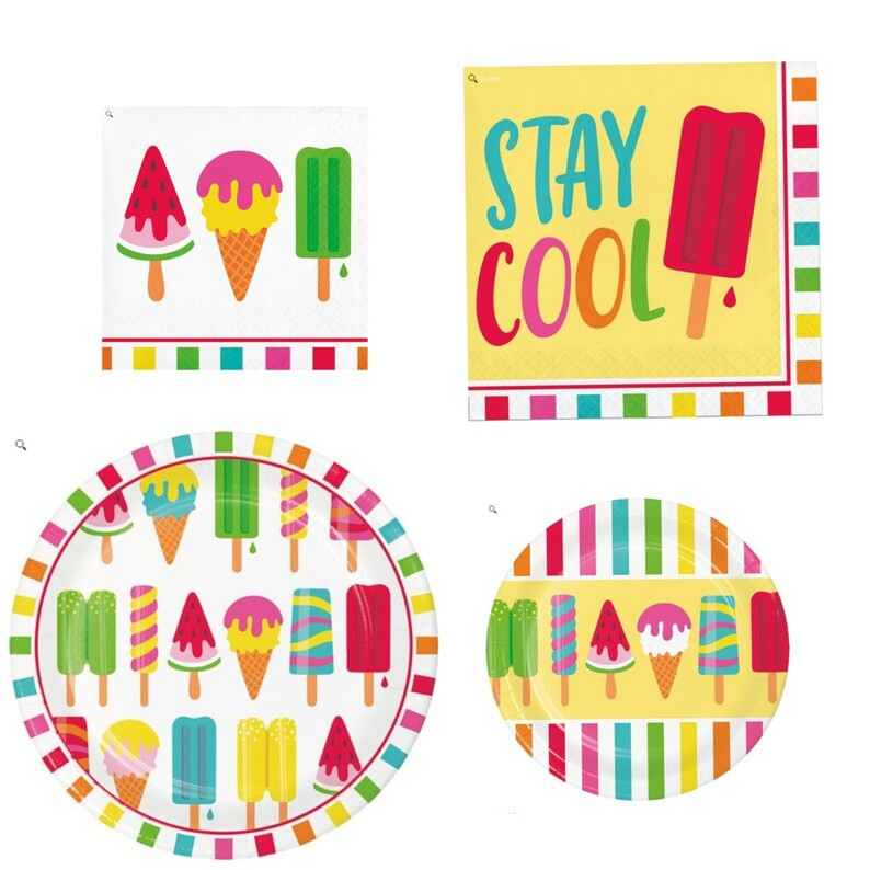 Sweet Summer Party Tableware Napkins Plates, Pool Party, Ice Cream, Popsicle - Etsy | Etsy (US)