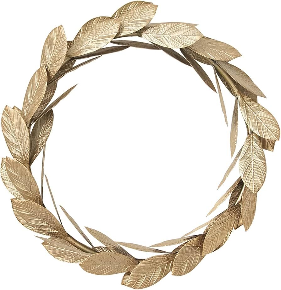 Gold Leaves Metal Wreath Wall Decor for Front Door,13 inch Door Wreath for Christmas,Window,Weddi... | Amazon (US)