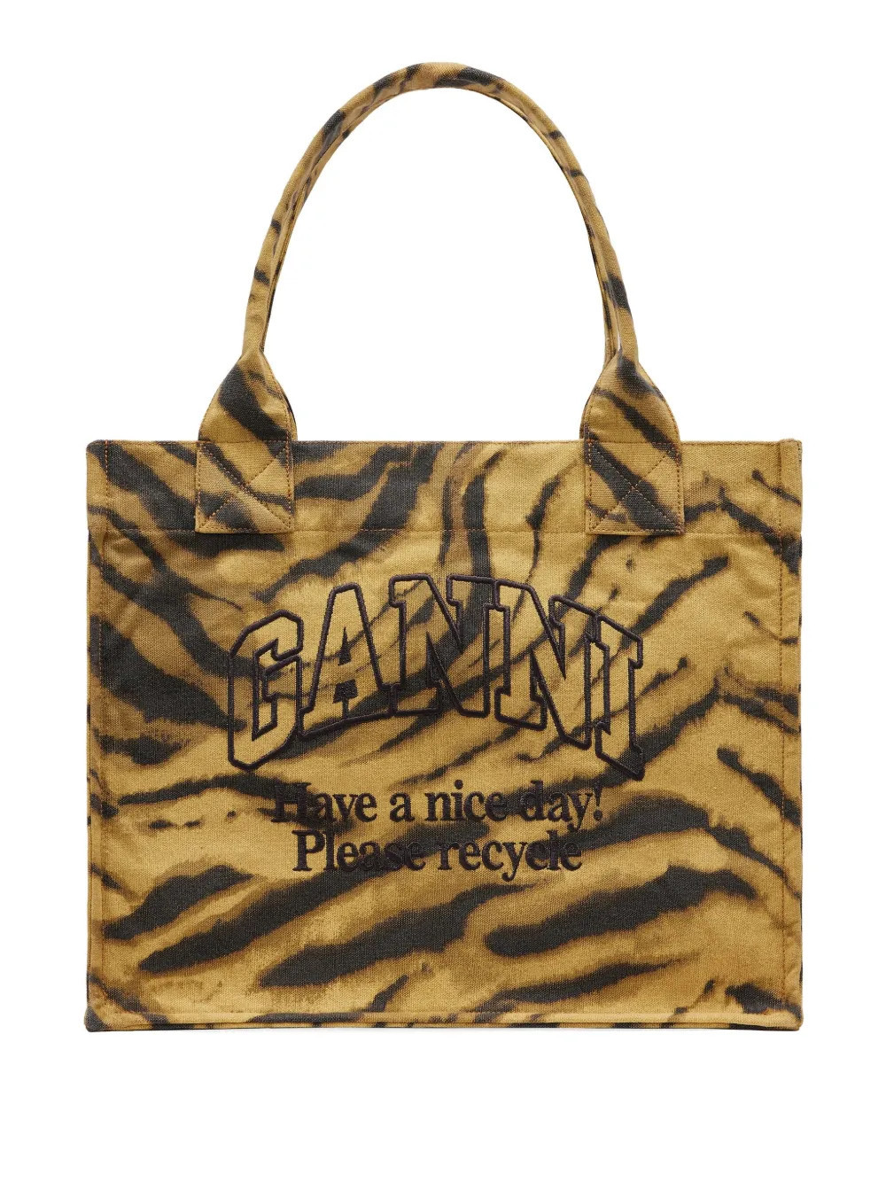GANNI tiger-print tote bag - Yellow | Farfetch Global