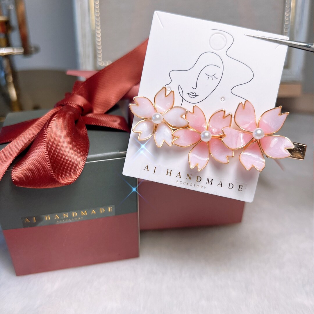 Cherry Blossom Hair Clip-Japan Flower Hair Clip-Pink Hair Clip-Flower Hair Clip-Handmade Hair Acc... | Etsy (US)