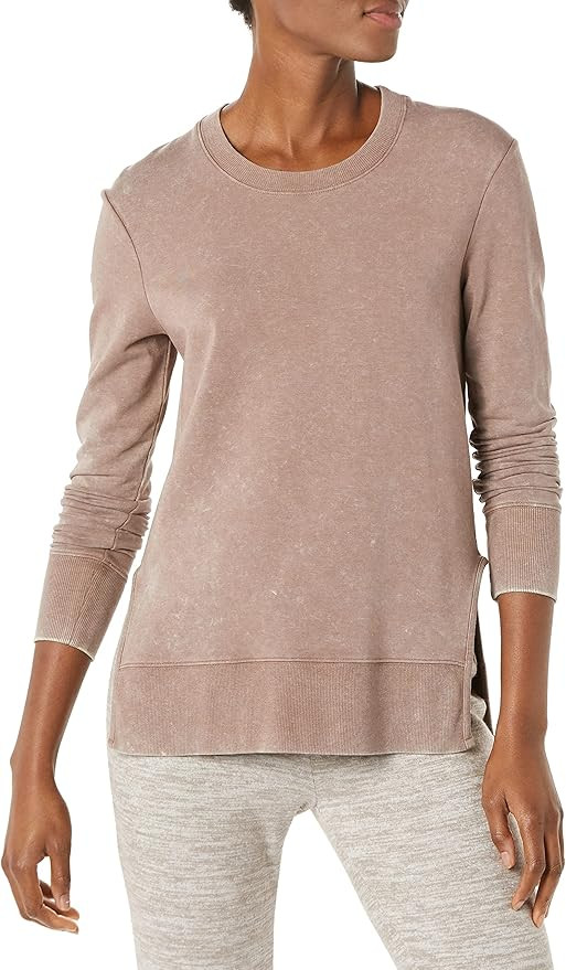 Daily Ritual Women's Long-Sleeve Crewneck Sweatshirt with Side Cutouts | Amazon (US)