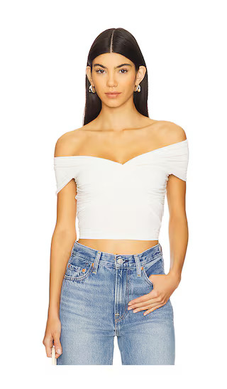 Raon Jersey Twist Off Top in Cloud White001 | Revolve Clothing (Global)