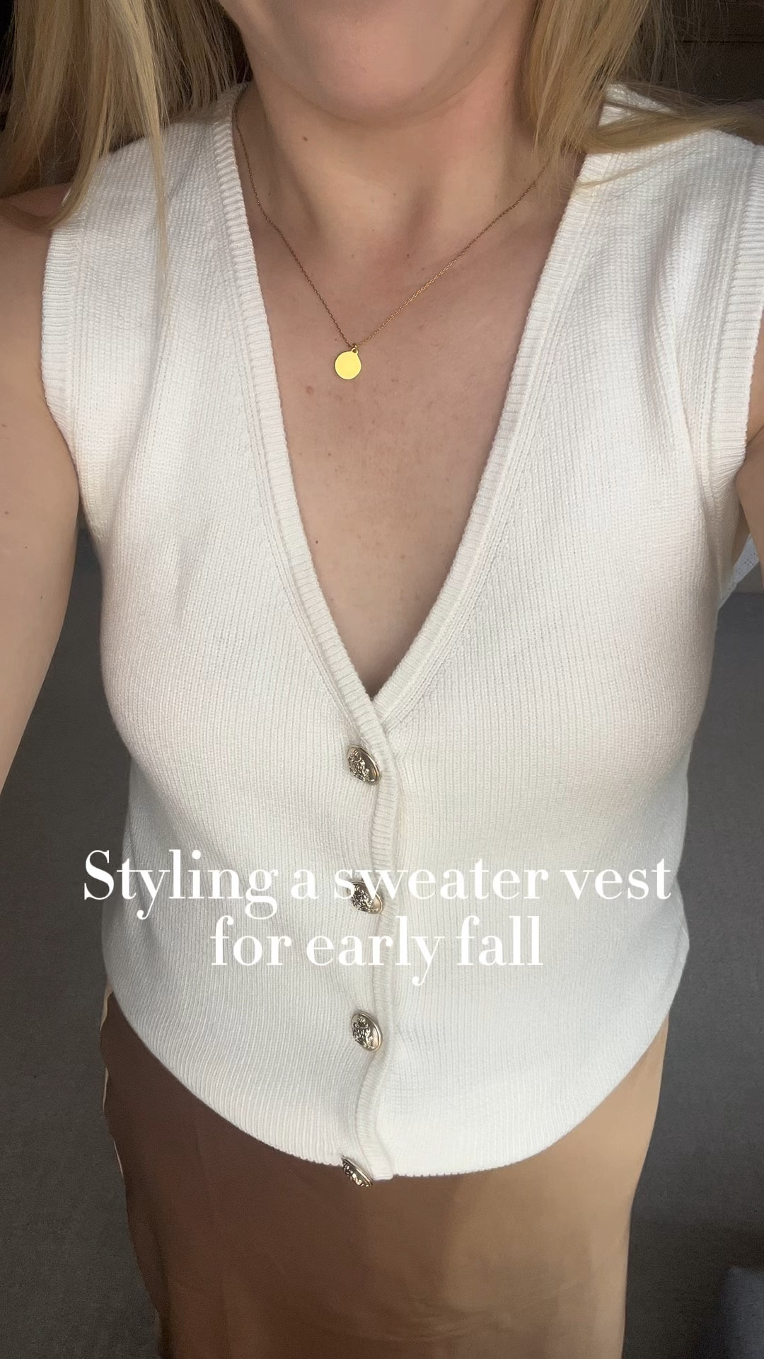 Loving a sweater vest to take me into early fall. Sized down to xs. Skirt is petite and fits tts. Mary Jane’s fit tts. 
Early fall. Sweater vest. Fall outfit. Sweater. Slip skirt. Mary Jane’s 

#LTKVideo