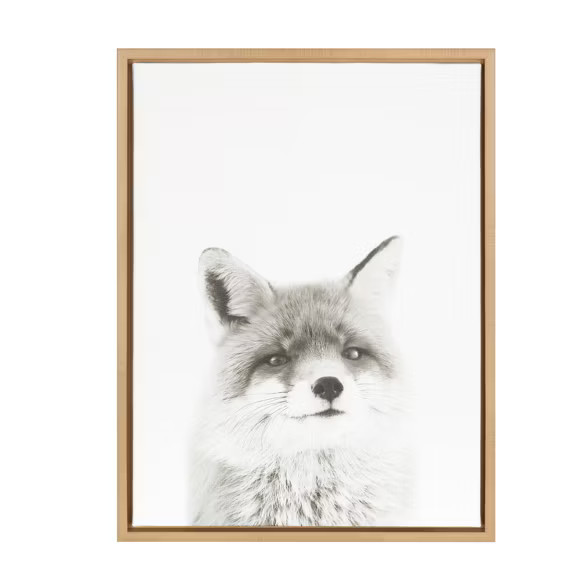 18" x 24" Sylvie Fox Portrait Framed Canvas by Simon Te Tai Natural - Kate and Laurel | Target