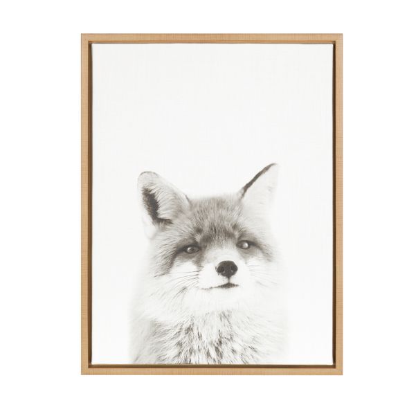 18" x 24" Sylvie Fox Portrait Framed Canvas by Simon Te Tai Natural - Kate and Laurel | Target
