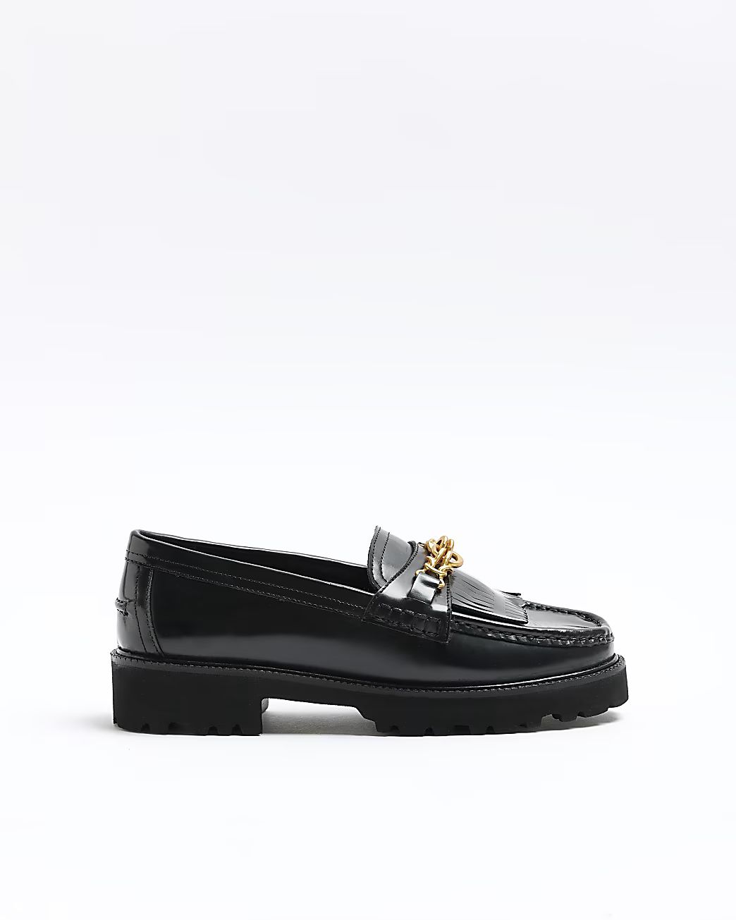 Black chain leather loafers | River Island (UK & IE)
