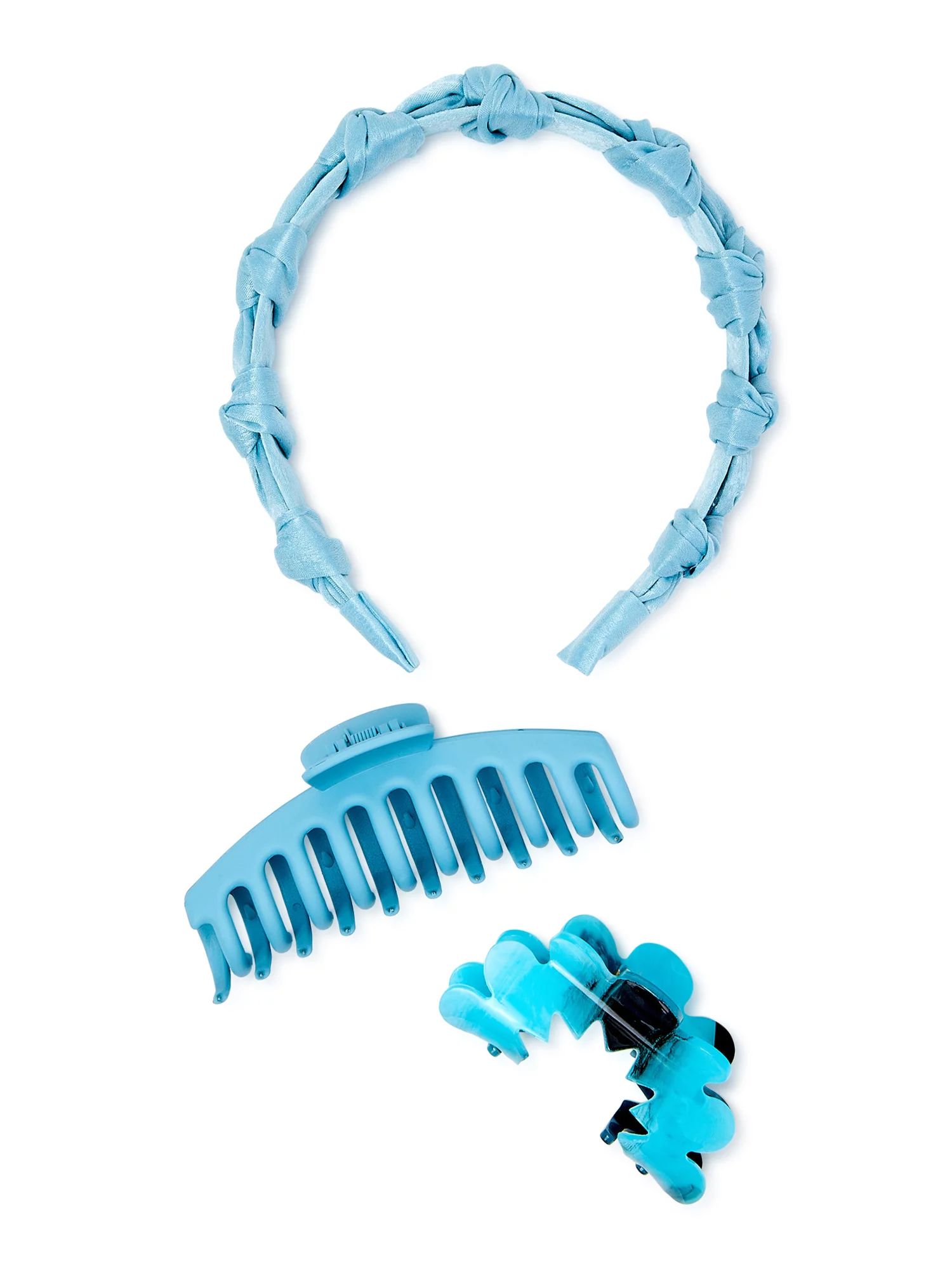 Time and Tru Women's Teal Claw Clips and Headband, 3-Pack | Walmart (US)