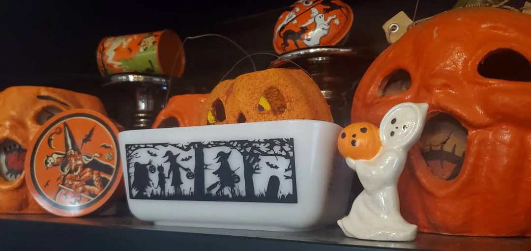 Halloween Vintage Inspired Trick or Treaters Graveyard Spooky Children Haunted Forest Decal DISH ... | Etsy (US)