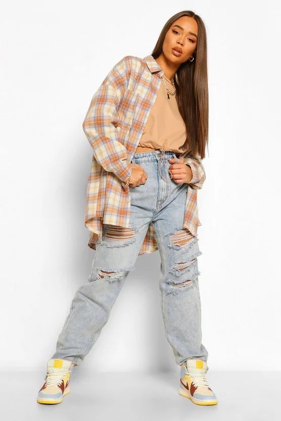 Extreme Oversized Flannel Shirt With Pockets | Boohoo.com (US & CA)