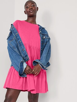 EveryWear Slub-Knit Tiered Mini T-Shirt Swing Dress for Women | Old Navy (US)
