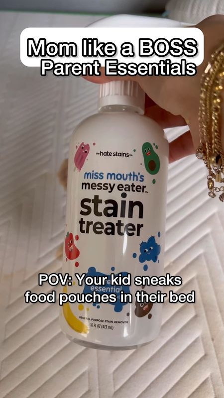 Links I’m stories 😋 Or under “Shop my videos” Seriously a non toxic stain treater that actually works..immediately yes! Definitely #momlikeabossapproved I’ve used this on strawberries on my carpet, chili on a shirt, spaghetti sauce on pants this @missmouths is my go to! #momhack #stainhacks #missmouthsstaintreater #momtok #momsofinstagram #momsofig 

#LTKGiftGuide #LTKkids #LTKfamily