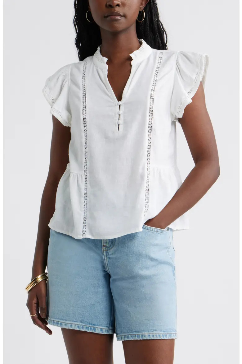 Ruffle Sleeve Popover Top (Women) | Nordstrom | Nordstrom