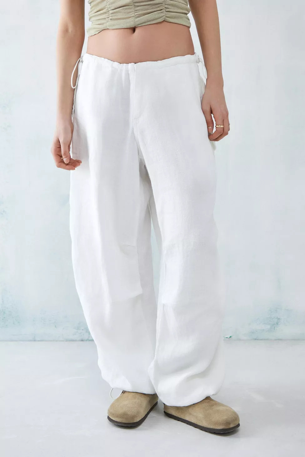 BDG White Linen Baggy Tech Pant | Urban Outfitters (US and RoW)