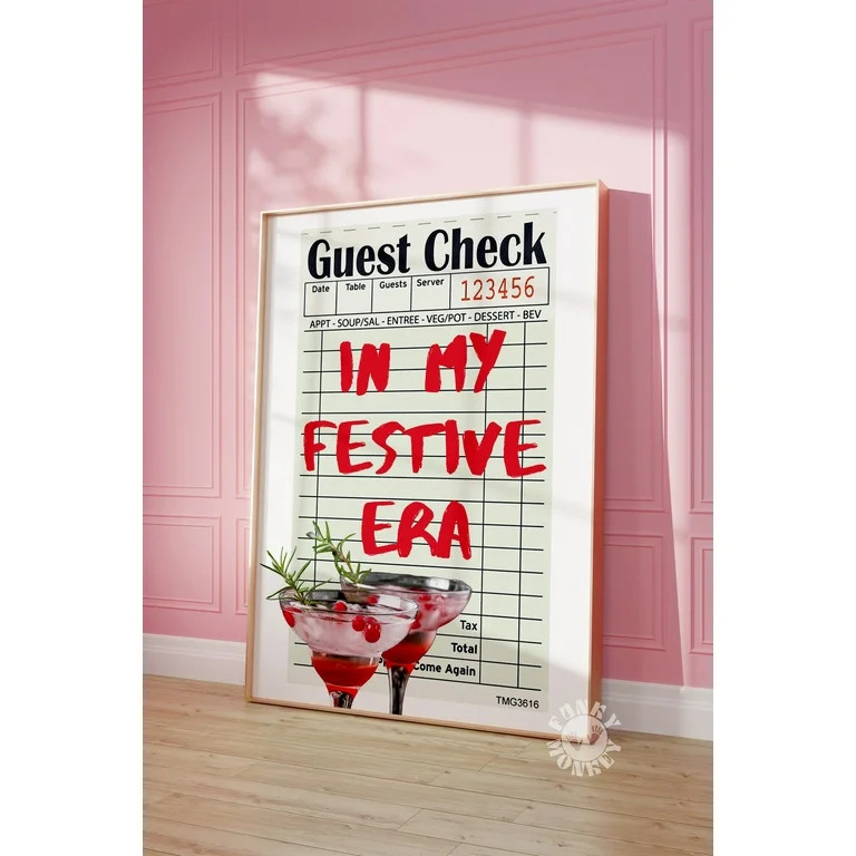 Miluva Guest Check Print In My Festive Era Preppy Art, Trendy Bar Cart Print, Holiday Cocktail Po... | Walmart (US)