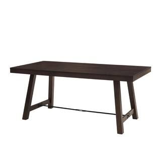 Welwick Designs 71 in. Dark Brown Oak Wood Rustic Farmhouse Dining Table HD8845 - The Home Depot | The Home Depot