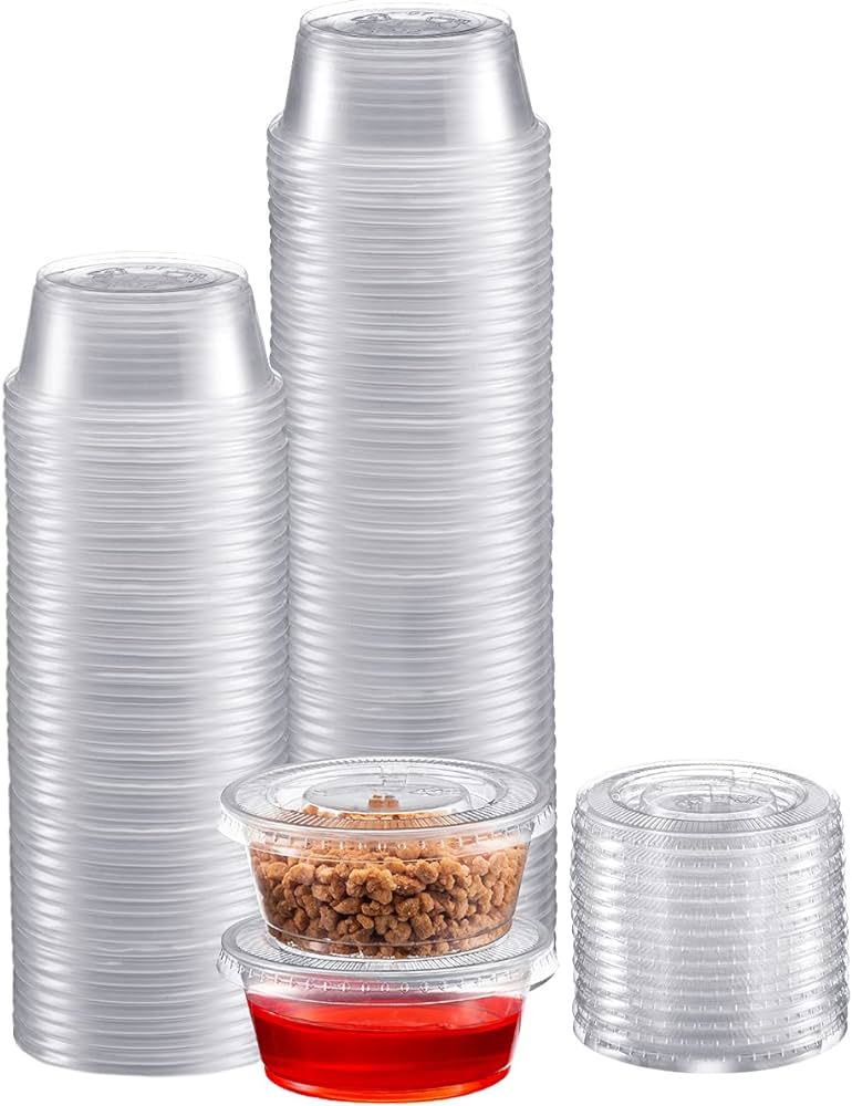 Zeml Portion Cups with Lids (2 Ounces, 100 Pack) | Disposable Plastic Cups for Meal Prep, Portion... | Amazon (US)