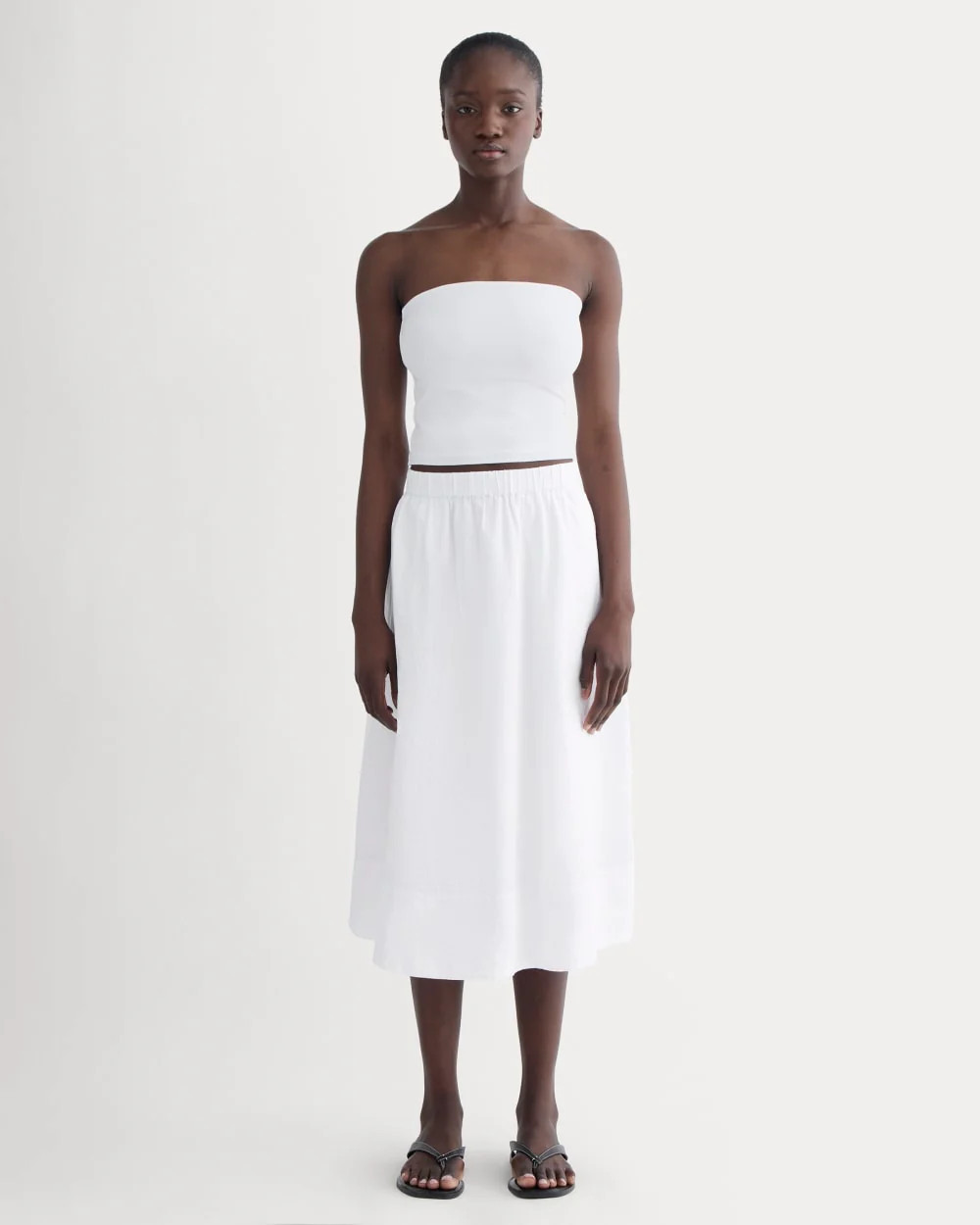 Everlane Gauze Tiered Skirt In White, Size XXL, Cotton | Everlane