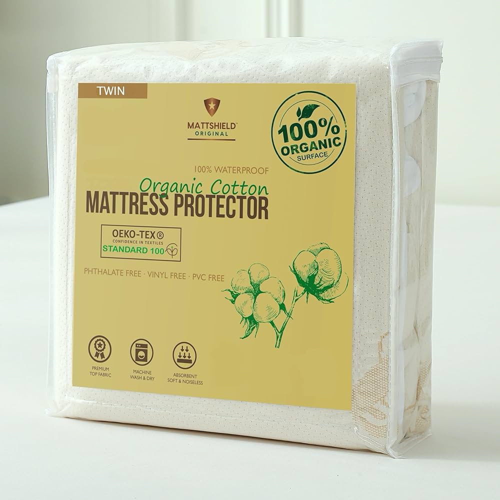 Deluxe Waterproof Organic Mattress Protector Twin - Certified Organic Cotton, Breathable Mattress... | Amazon (US)