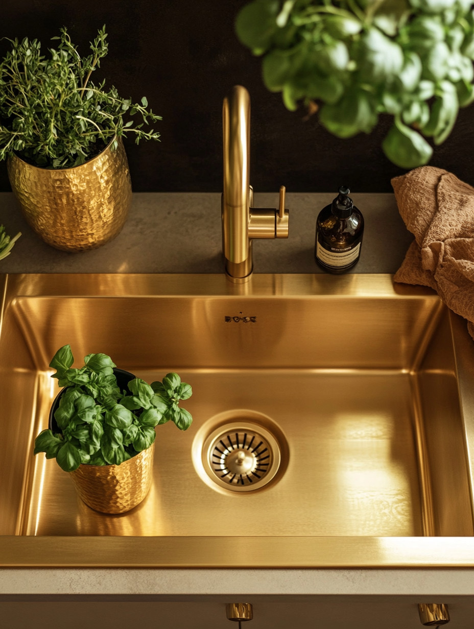  Many people overlook the details when decorating their kitchen, yet this is one of the most important spaces in the home.
A beautifully designed gold kitchen sink paired with a matching faucet instantly elevates the entire kitchen. Add a simple gold planter with fresh greenery, and suddenly the space feels intentional, warm, and alive. These small details work together to transform the kitchen from purely functional to deeply nourishing—both visually and energetically.

In Feng Shui, the kitchen is considered the heart of vitality and health. It’s where nourishment begins, where meals are prepared, and where we spend a surprising amount of our daily time. When this space is thoughtfully decorated, it supports energy, balance, and well-being. Gold finishes bring warmth and clarity, while greenery adds life and freshness—together creating harmony in the space.

This look works effortlessly in any kitchen. Whether you have abundant natural light or minimal light, dark countertops or light ones, a gold sink, faucet, and planter combination adapts beautifully. It’s timeless, elegant, and quietly powerful—proof that when you honor the details, the entire kitchen elevates instantly.

#KitchenDesignDetails #FengShuiKitchen #TimelessKitchenStyle

 

#LTKHome
