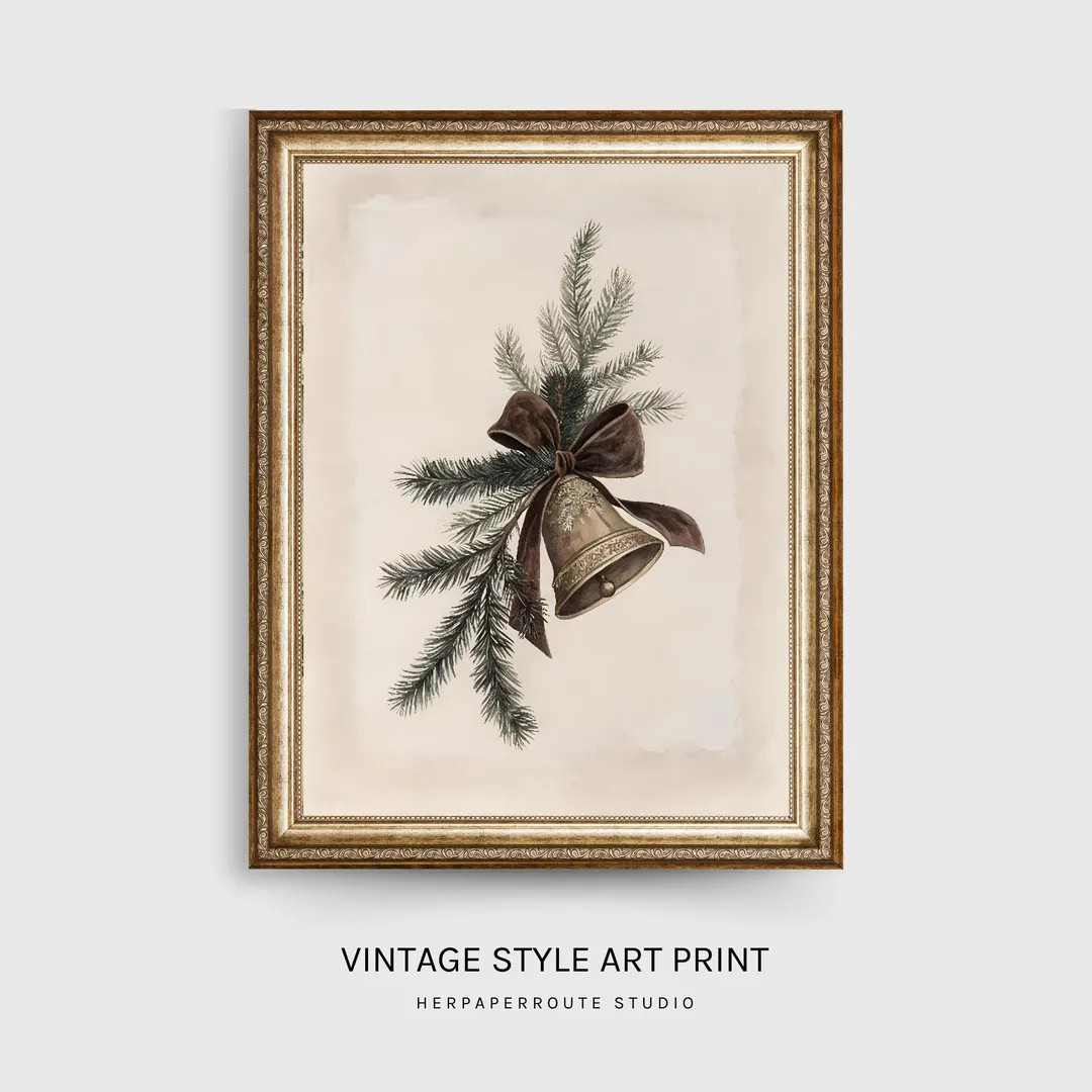 Vintage Christmas Holiday Fine Art Print Cottage Christmas Wall Decor Elegant Seasonal Gifts Anti... | Etsy (US)