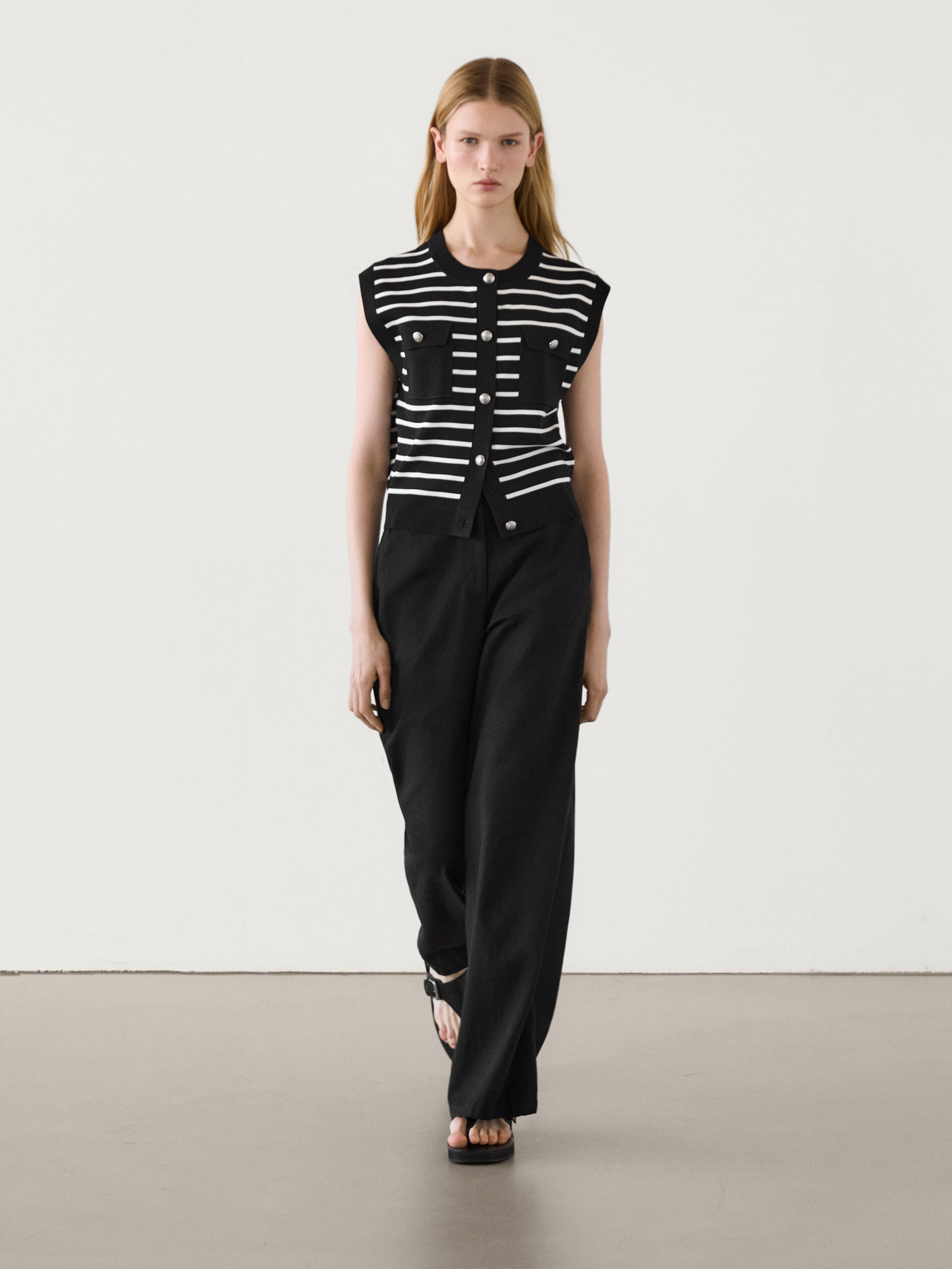 Striped knit vest | Massimo Dutti UK