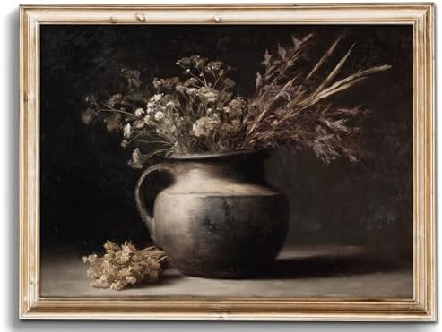 uniro Vintage Dark Floral Wall Art Print, Moody Dried Flowers Still Life Wall Painting, Retro Bot... | Amazon (US)