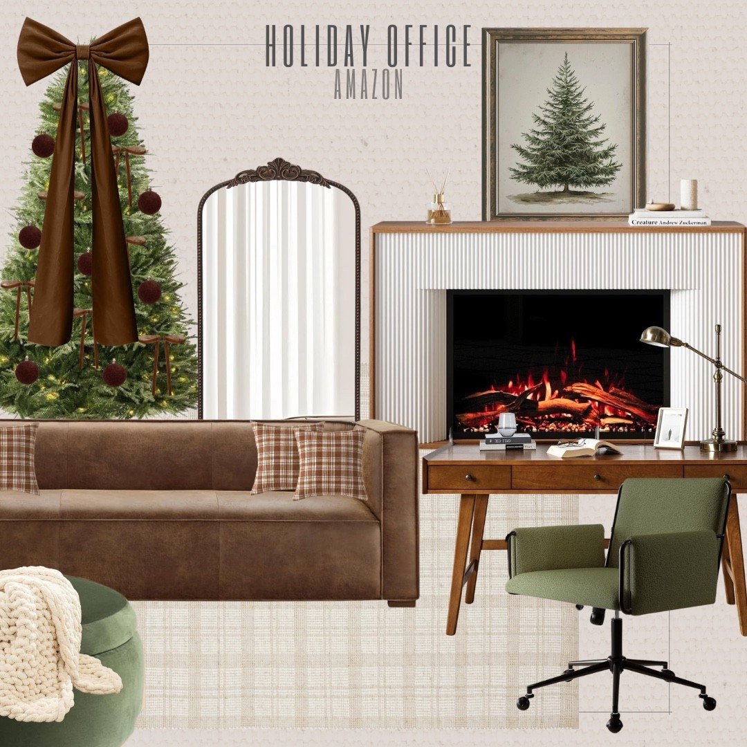 Absolutely obsessed with this holiday office with finds from Amazon!! The neutral yet Christmas colors feel so elevated! 

Amazon finds Holiday styling Christmas tree Christmas decorating Amazon decorations Fire place Brown couch Fall home Neutral living space Audrie Dollins 

#LTKHome #LTKHoliday #LTKSeasonal