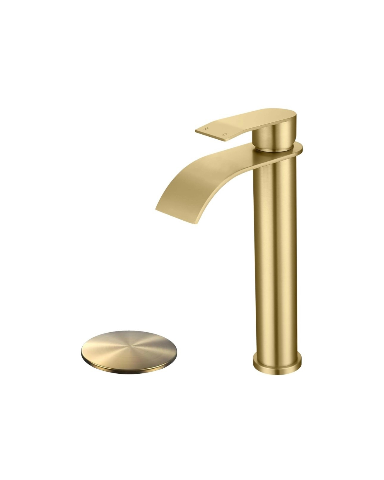 Brushed Gold Vessel Sink Faucet, High Bathroom Sink Faucet, High Waterfall Bathroom Faucet, Single Handle Basin Faucet, Come with Water Hose and Metal Pop Up Drain Without Overflow Hole

#LTKHome