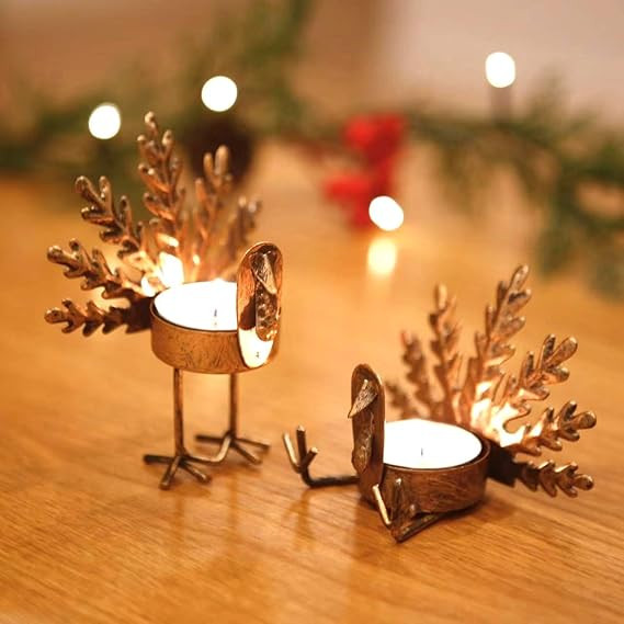 Kurala 6 Pack Metal Turkey Tea Light Candle Holders, Thanksgiving Decoration | Amazon (US)