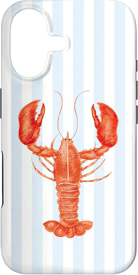 Summer Beachy Aesthetic Coastal Blue Stripes Lobster Italian Case for iPhone 17 | Amazon (US)