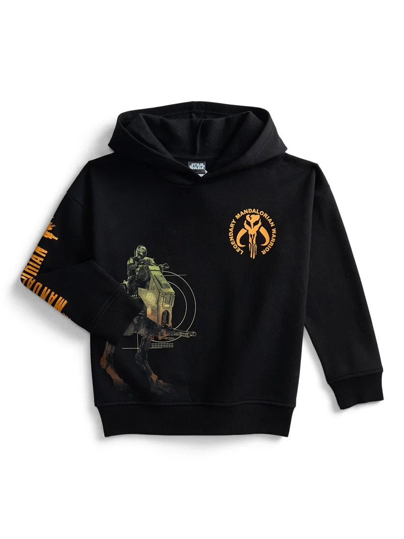 Star Wars The Mandolorian Boys Mando & Grogu Graphic Fleece Hoodie, Sizes 4-18 | Walmart (US)