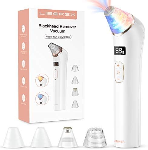 Blackhead Remover Vacuum - Liberex 4-in-1 Blue & Red Light Therapy Pore Cleanser,4 Suction Heads ... | Amazon (US)