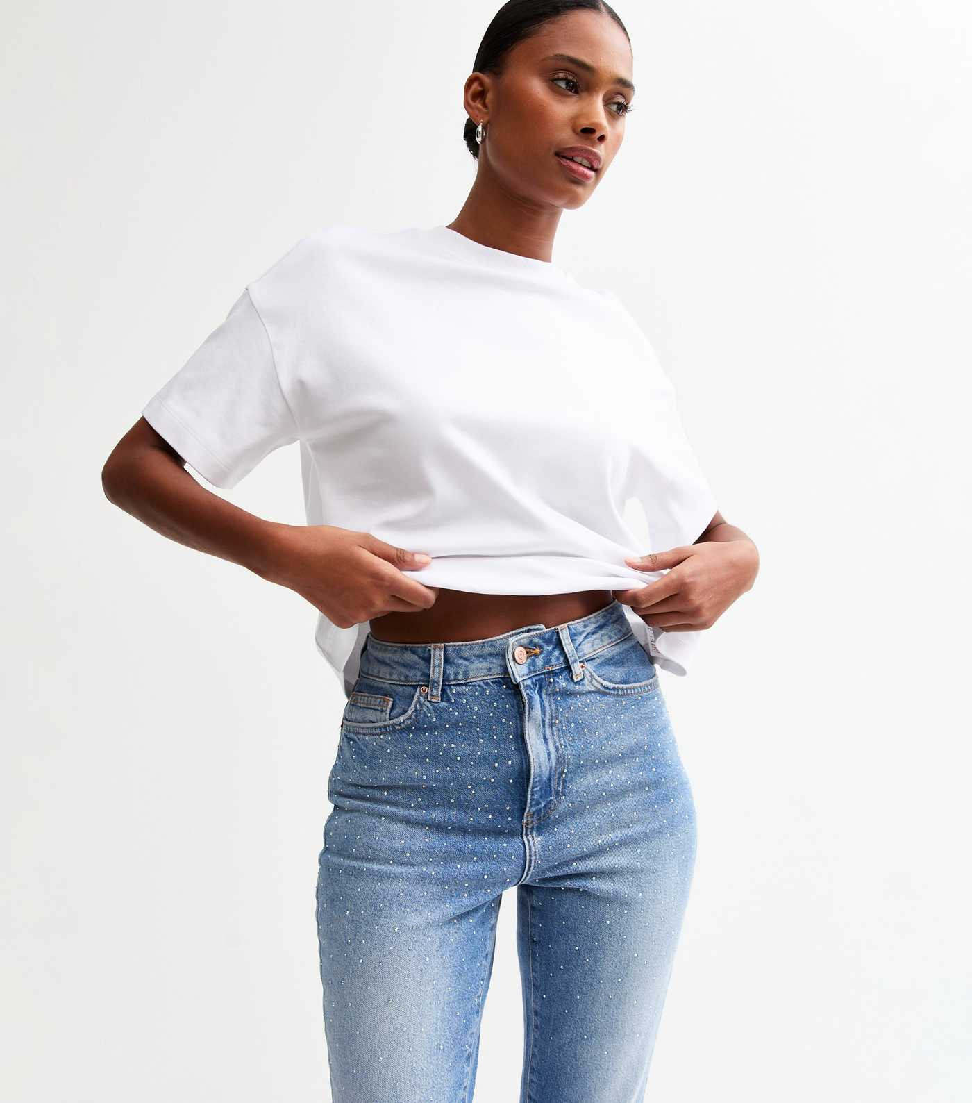 Blue Diamanté Straight Leg Jeans
						
						Add to Saved Items
						Remove from Saved Items | New Look (UK)