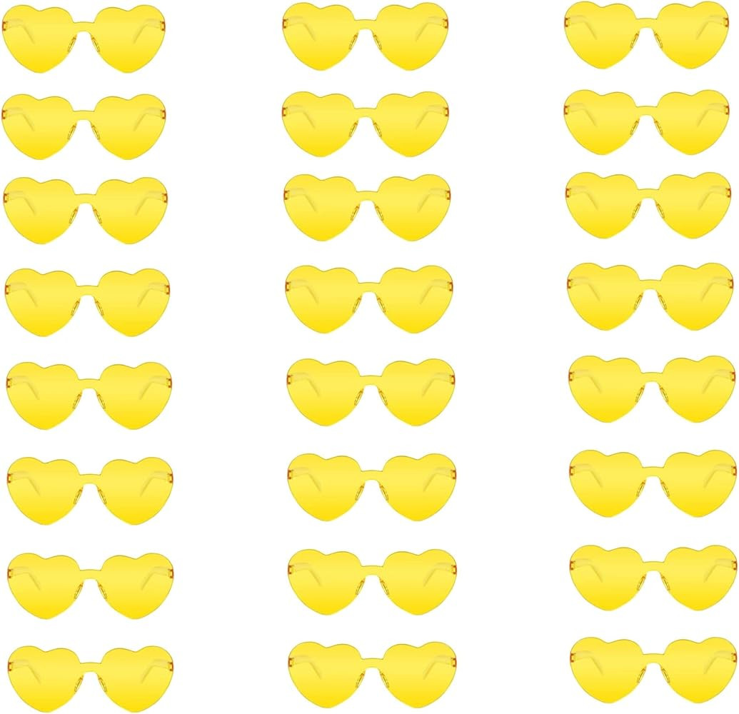24 Pairs Heart Glasses Candy Rimless Sunglasses Trendy Eyewear Heart Sunglasses Bulk for Party Fa... | Amazon (US)