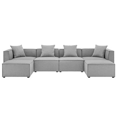 Modway Saybrook Outdoor Patio Upholstered 6-Piece Sectional Sofa | Wayfair North America