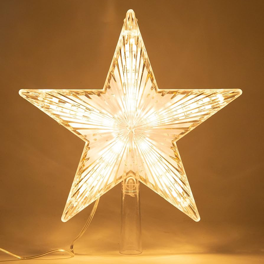 Christmas Tree Topper Star Warm White Light Christmas Tree Decor for Christmas Holiday Home Fit f... | Amazon (US)
