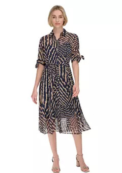 Women's Tie Sleeve Printed Chiffon Shirtdress | Belk