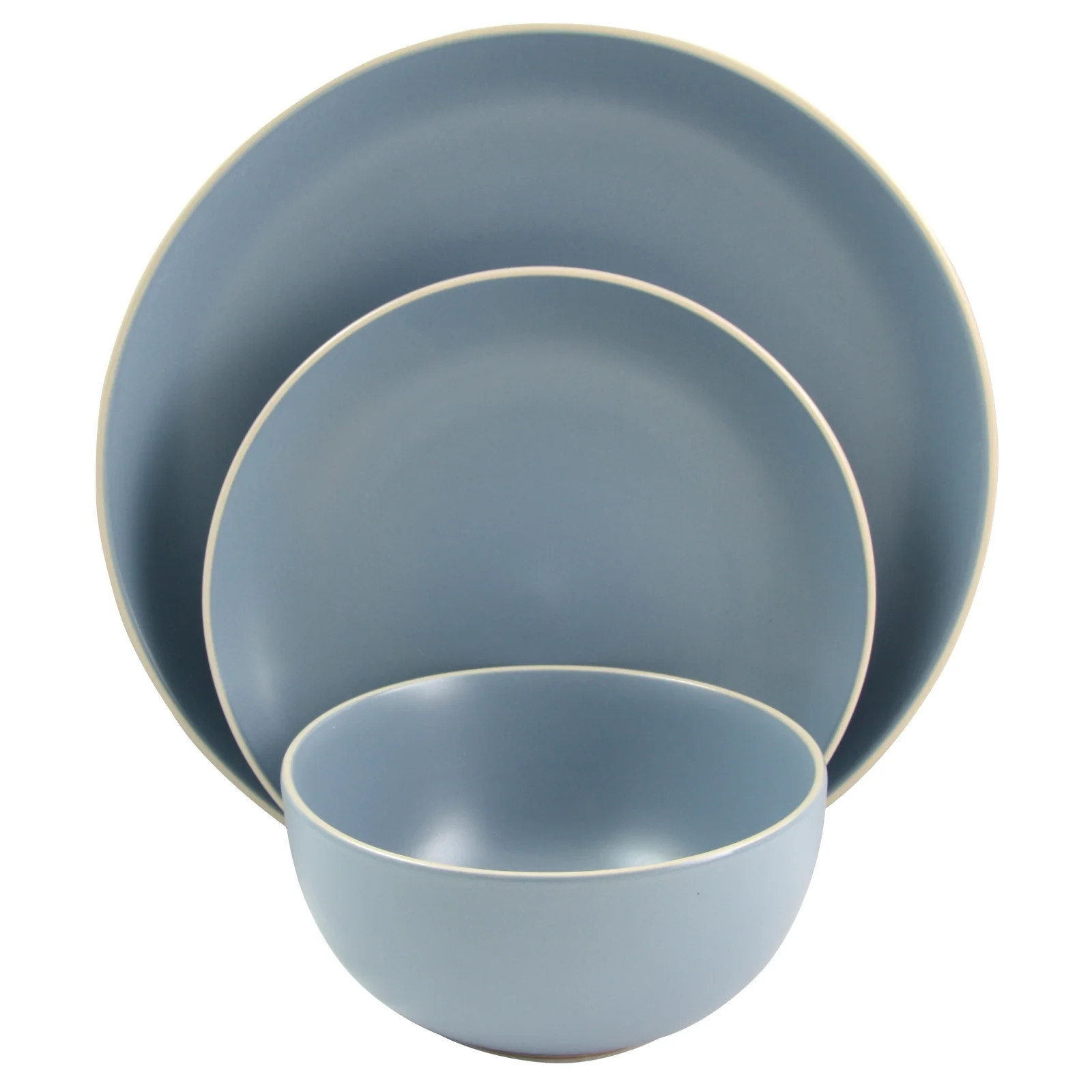 Gibson Home Rockaway 12 Pece Dinnerware in Matte Blue Set | Bed Bath & Beyond