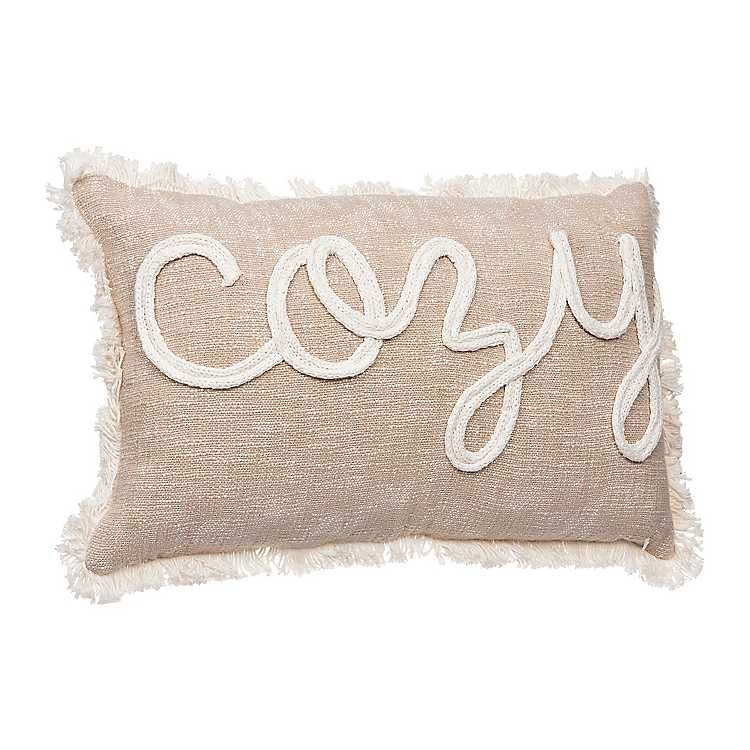 Gray Egret Embroidered Cozy Accent Pillow | Kirkland's Home