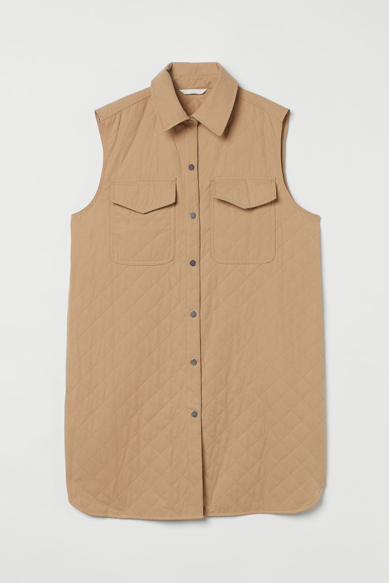 H & M - MAMA Sleeveless Shirt Jacket - Beige | H&M (US)